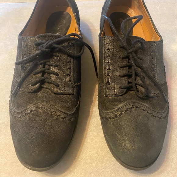 Black Suede Earthies Lisbon Rock Oxford Flats Women size 8.5 - Picture 4 of 9